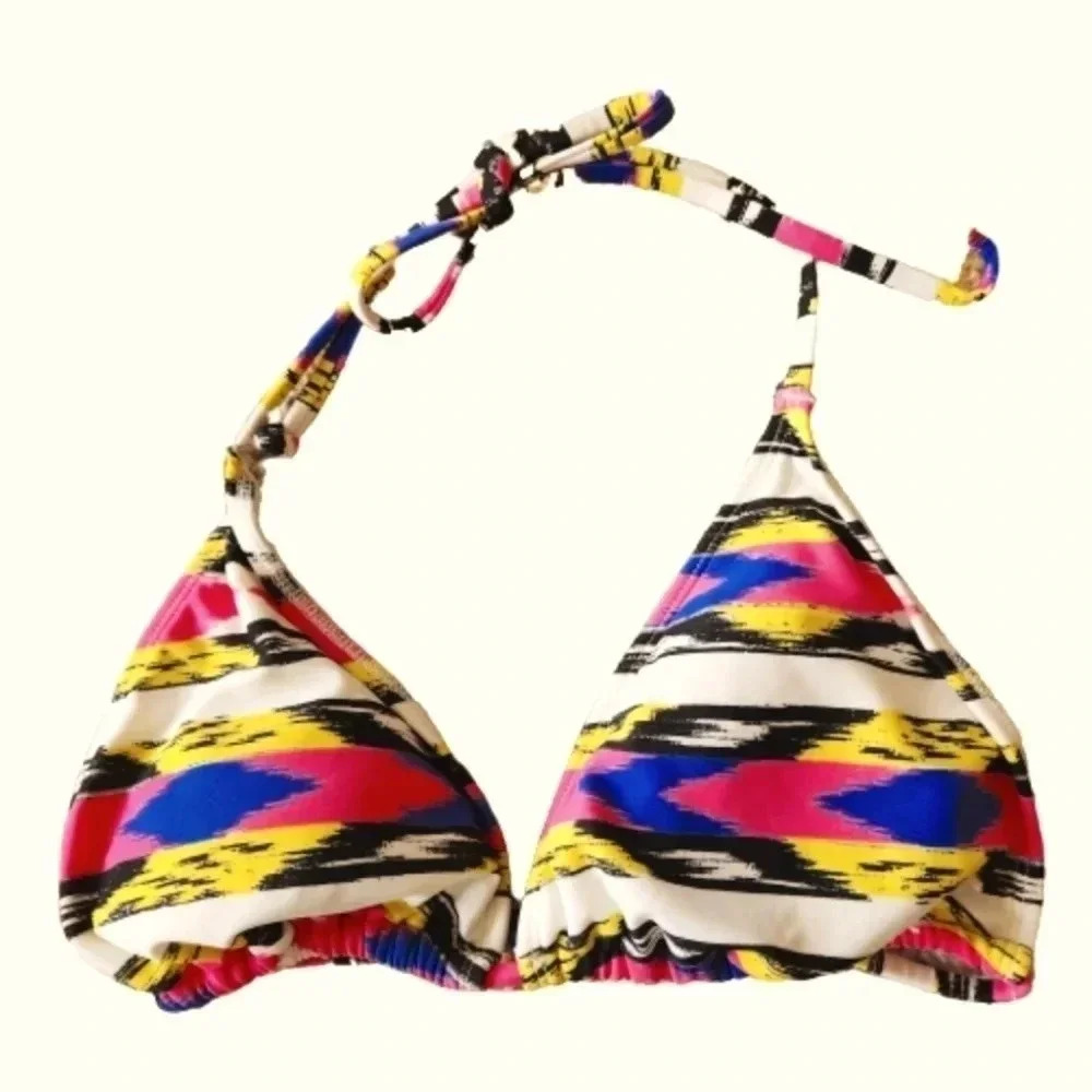 NWOT Body Glove triangle bikini top w/ bright multicolored stripes Size XL